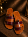 Sandales en Cuir Véritable Marron & Bordeaux – Fabrication Artisanale
