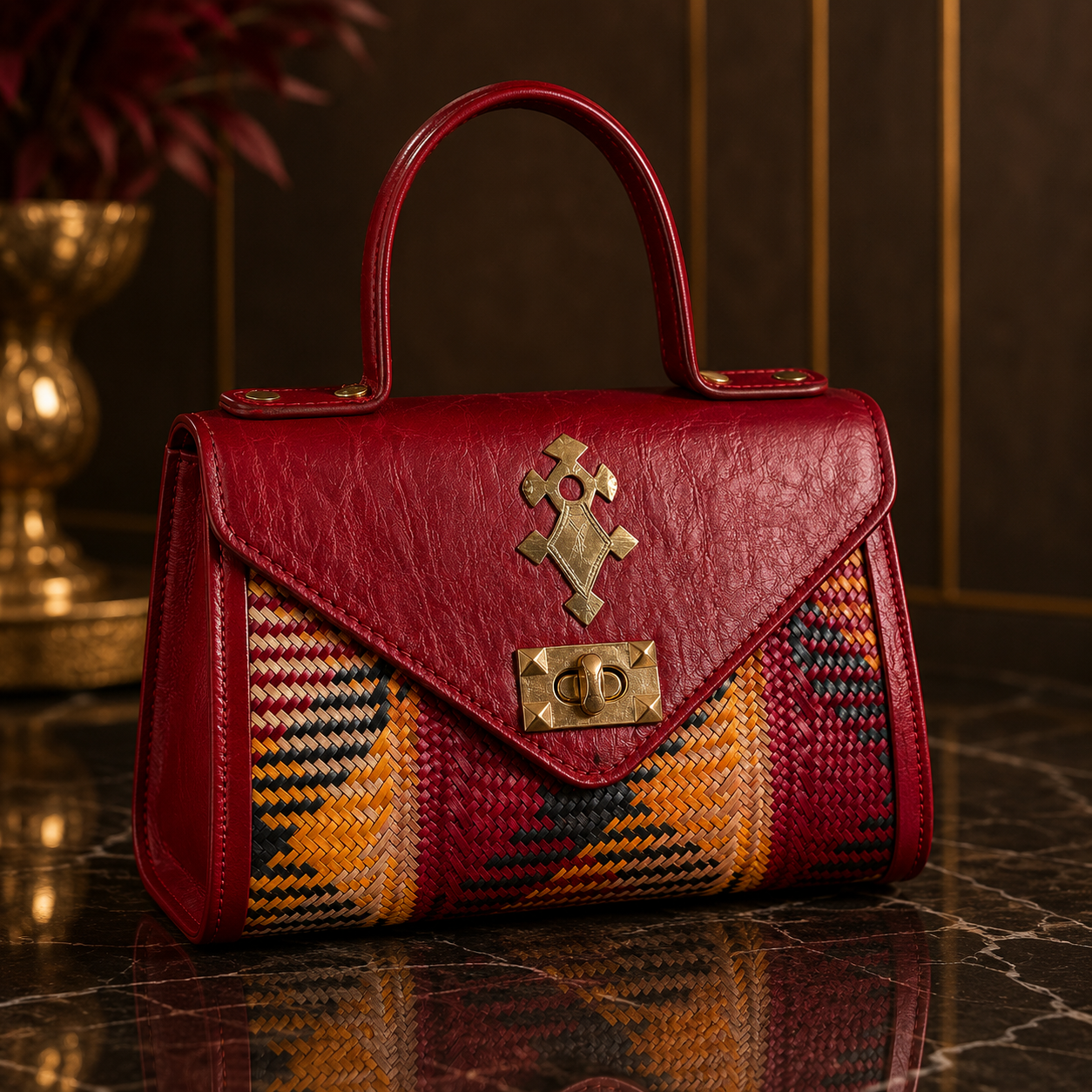 Sac à Main Élégance Rouge en Cuir Véritable – Maison Damina