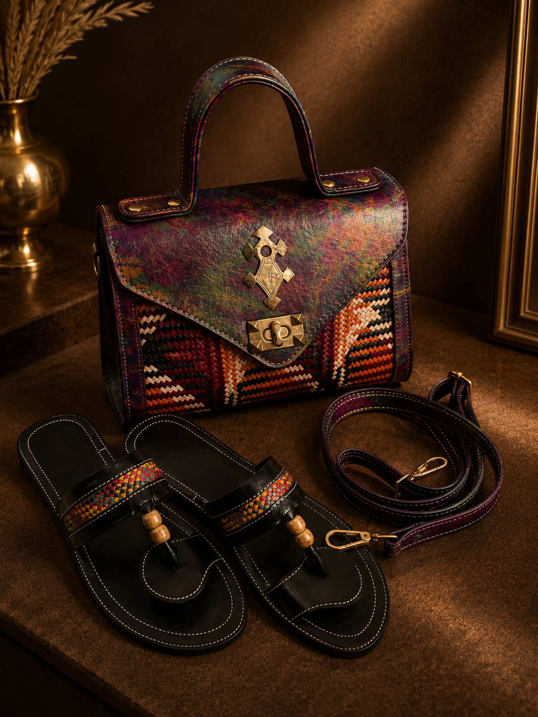 Ensemble Sac à Main, Sandales & Bandoulière – Collection Prestige | Maison Damina