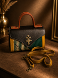 Sac en cuir artisanal Damina – Vert & Noir